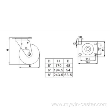 Heavy 8 Inch 350kg Rigid TPE Caster